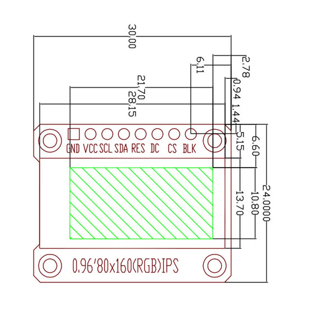 IPS 0.96 inch 7P SPI HD 65K Kleuren LCD Module ST7735 Drive IC 80*160 (niet OLED)