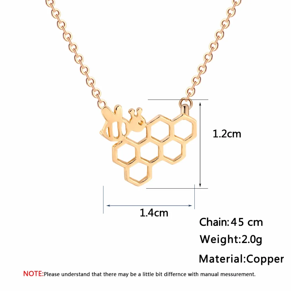 Fashion Honeycomb Bee Animal Pendant Necklace Animal Statement chain Necklaces for Women Girl Choker Necklace Jewelry Prom Gift