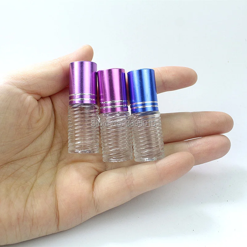 3ml Colorful Thick Glass Roll On Essential Oil Empty Perfume Bottle Roller Ball F461