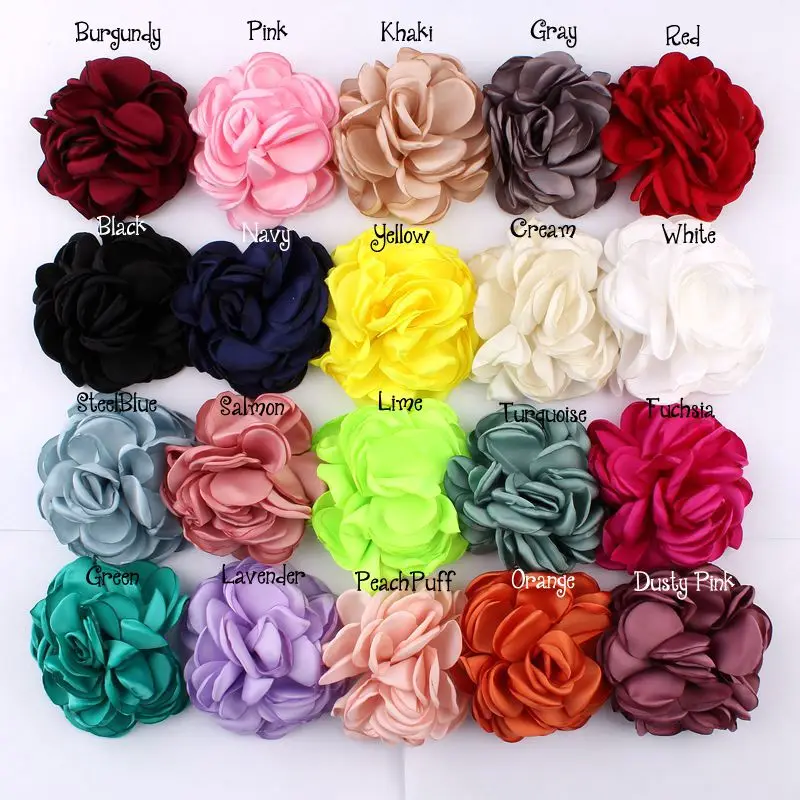 10PCS 8CM 20 Colors Vintage Artificial Fabric Flower For Girls Headband Chic Hair Flowers Hair Clip For Hair Accessories DIY