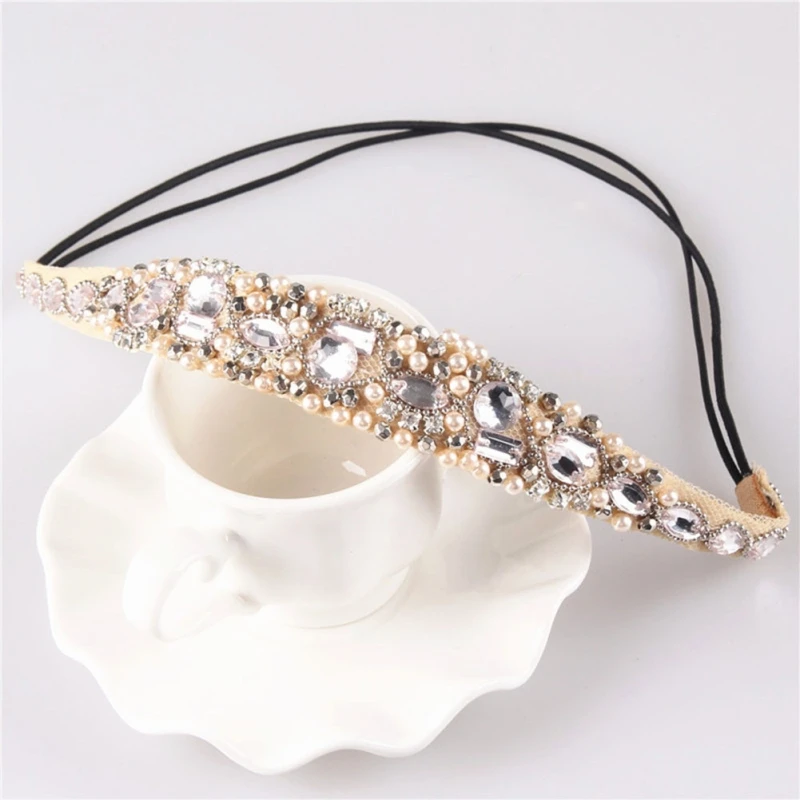 New Fashion Lace Hair Band Rhinestone Sweet Hair With Handmade Beaded Headdress