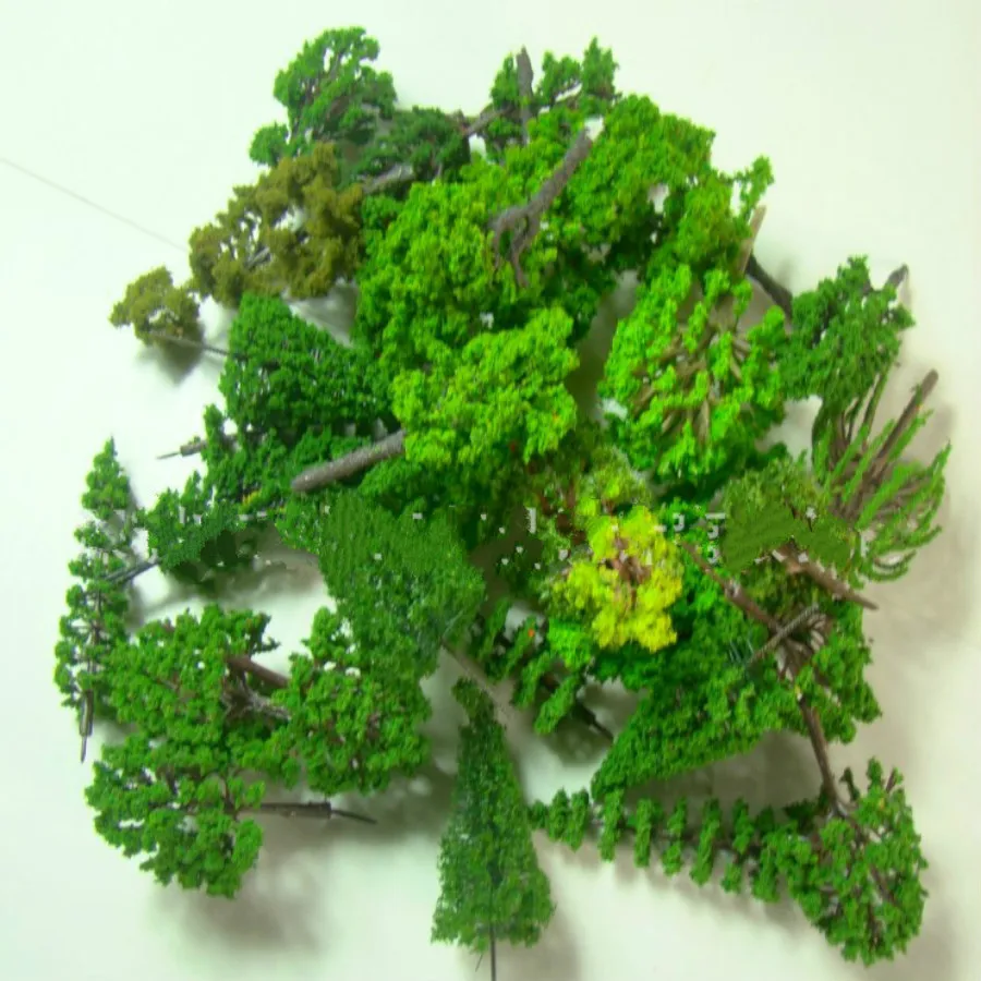 30Pcs/Lot Model Green Trees Mixed Wire And Plastic Model Landscape Train Layout Garden Scenery Miniature