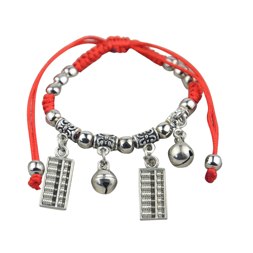 BLUELANS-pulsera trenzada de hilo rojo para mujer, brazalete de algodón con colgante de maíz, caballo, elefante y campana, accesorio de joyería de