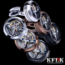 KFLK jewelry shirt cufflink for mens Brand cuff button watch Mechanical movement cuff link high quality Tourbillon guests