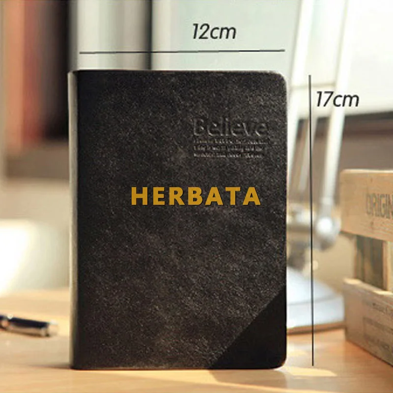 HERBATA Vintage Thick notebook Bible Diary Book Leather Agenda Zakka Caderno Escolar Stationery Office Material School Supplies