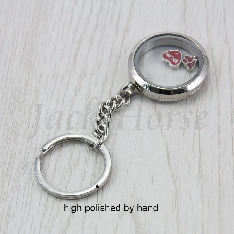 30mm round stainless steel living memory locket keychain floating locket ( magnet and screw waterproof )