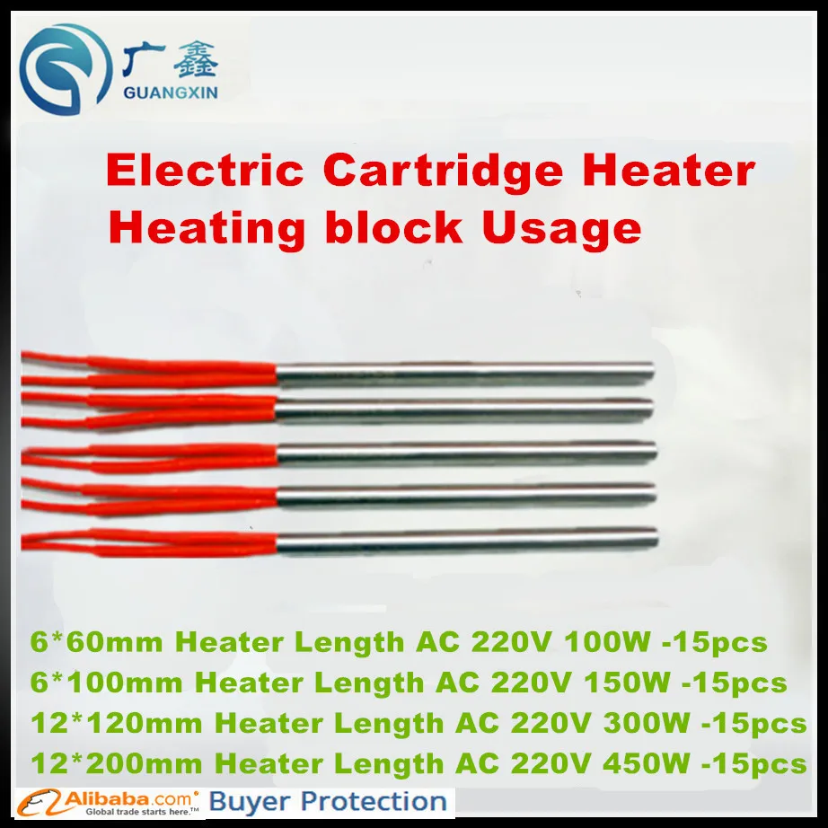 Free shipping Electric Cartridge Heater Heating Element 60pcs for different size show on pictures