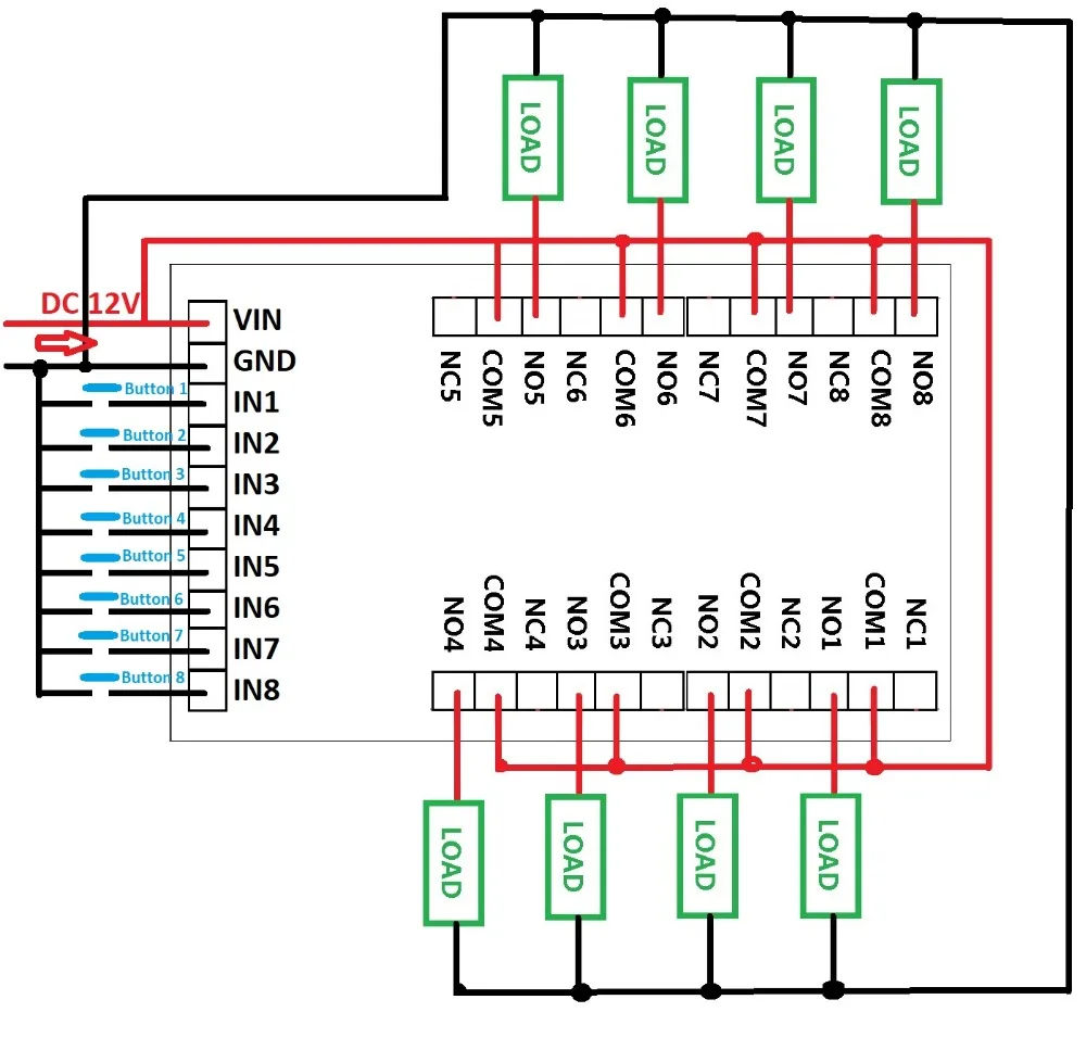 8ch DC 12V Multifunction Delay Module Cycle Timer Switch for Power sequencer Motor LED PLC Lathe