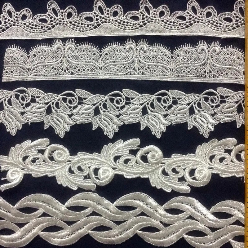 

4-6.5cm top quality water soluble polyester embroidery stream motif flower lace trim, RS180910B