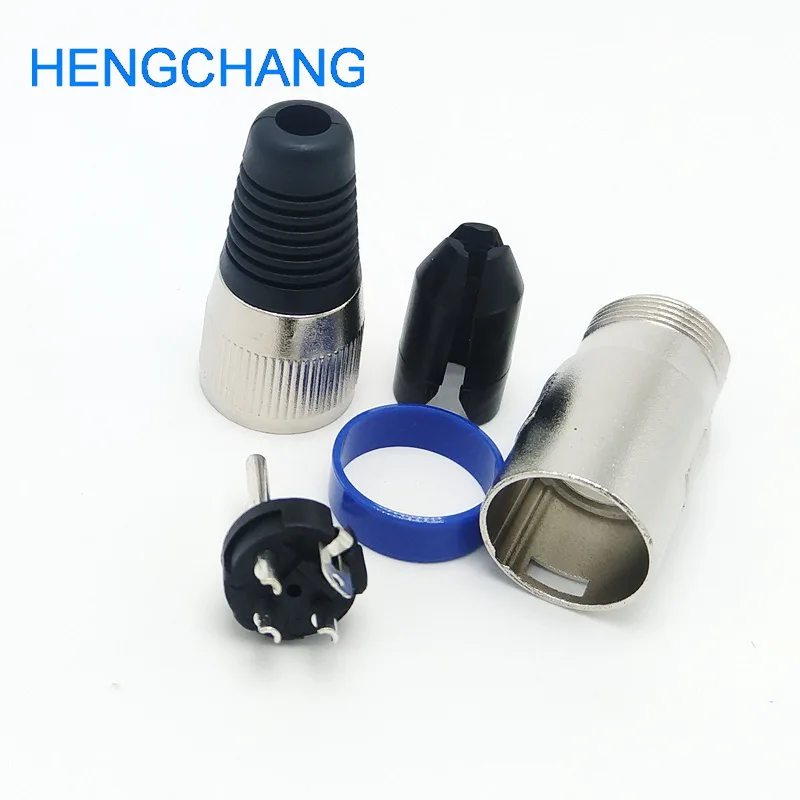 3Pin Metal XLR Male Connector Microphone Connector MIC Plug For 6.5mm Cable Blue Color 1Pcs