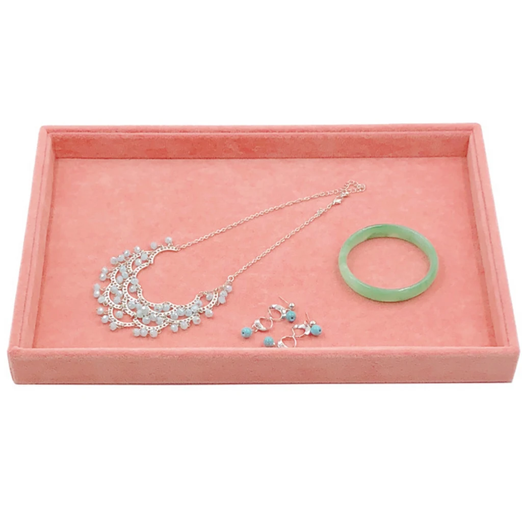 New Pink Velvet Jewelry Ring Display Organizer Case Tray Holder Necklace Earrings Bangle Storage Box Showcase Gift Box шкатулка