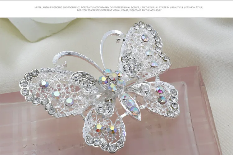 2018 New Hot Bouquet Brooch Jewelry Wedding Korean Silver Plated Butterfly Insect Rhinestone Bride Brooch Pins Women Brooch