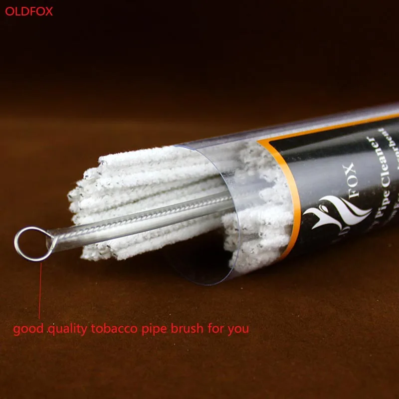 OLDFOX 100 Pcs/pack Regular Long Cotton Smoking Pipe Specialized Cleaners for Air Passage/Flue with One Pipe Brush fb0010