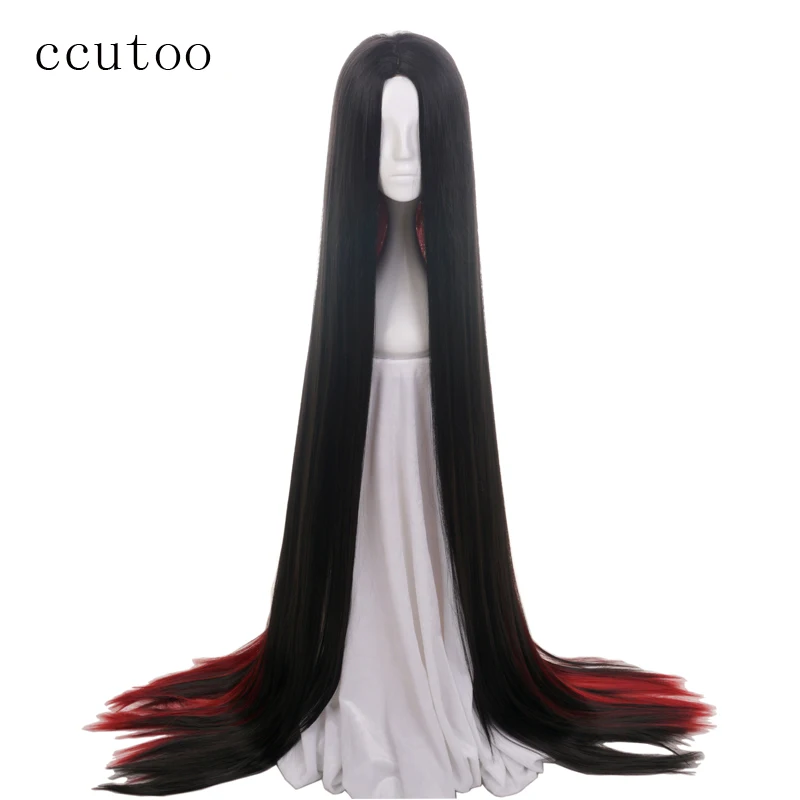 Ccutoo 150cm kraina lśniącego borta 59 "bardzo długa prosta czarna czerwona syntetyczna włosy centralna rozstanie peruka do Cosplay na imprezę