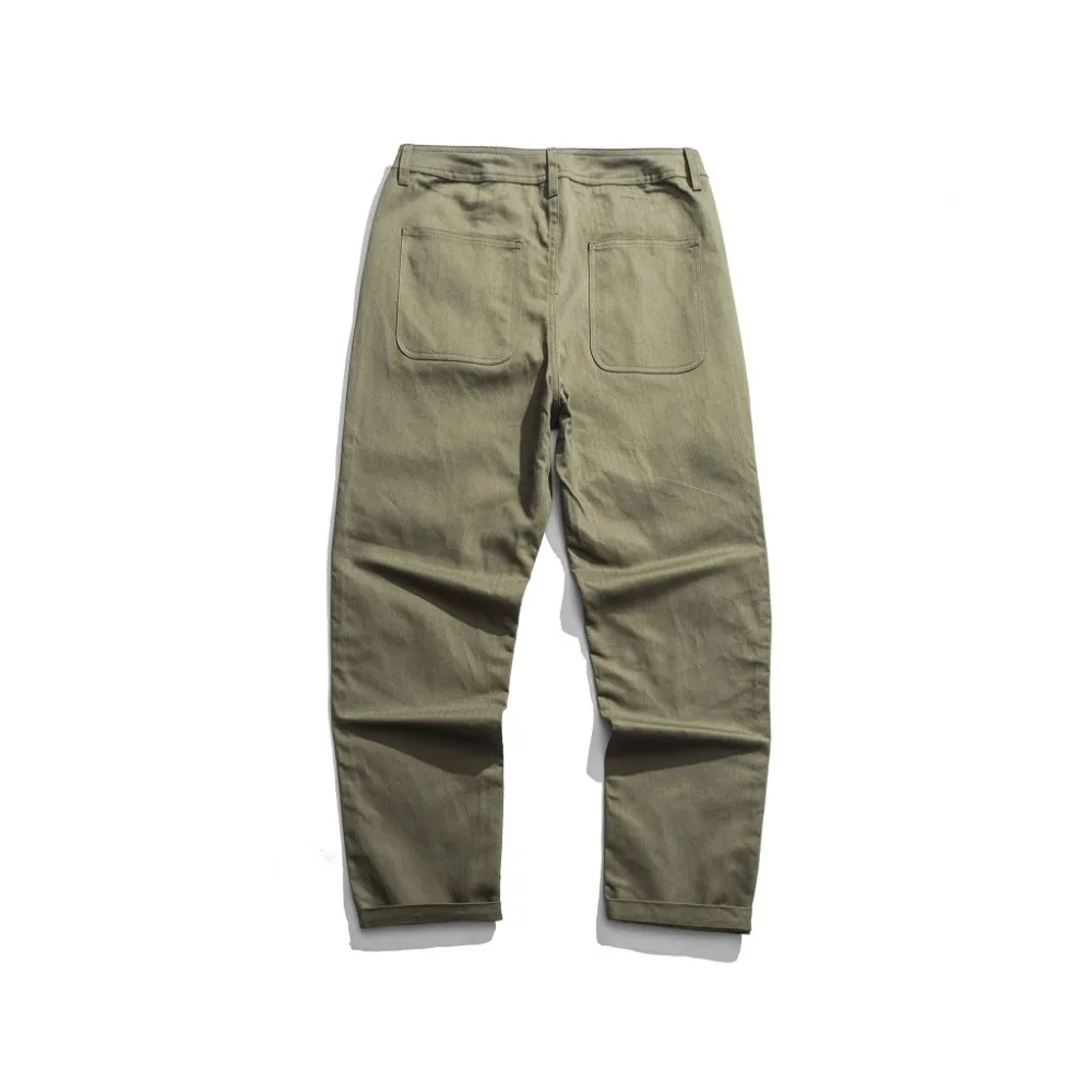 Herringbone Twill Military Trousers Retro 70s Men\'s Army Pants HBT Green Regular Fit