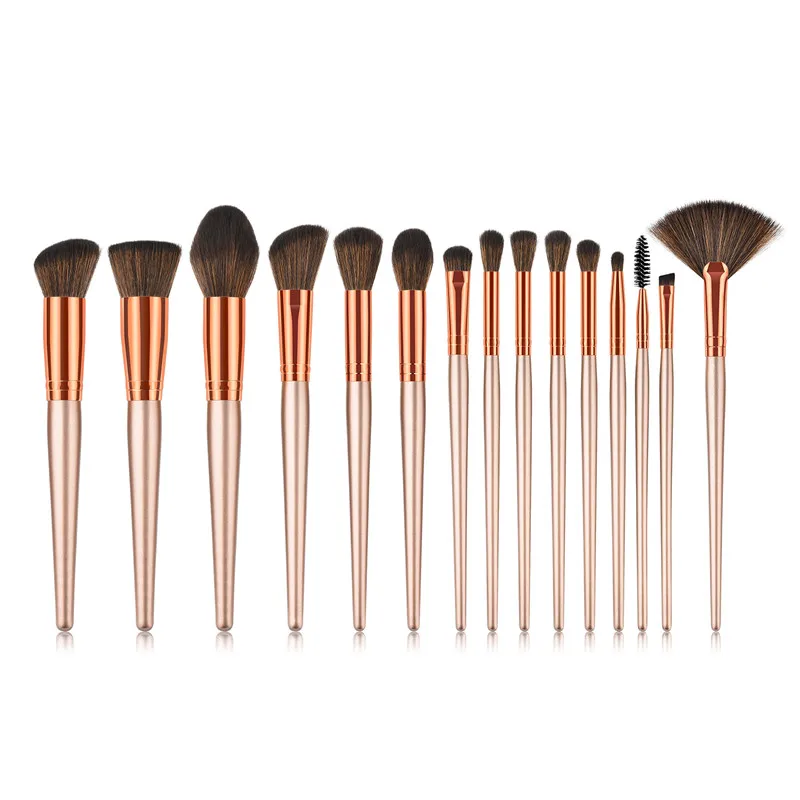 ENNKE 15Pcs Make Up Brush Cosmetic Tool Powder Foundation Eyeshadow Eyebrow Fan Blending Brush Pincel de maquiagem