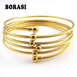 New 2016 Yellow Gold Color Twist Wire Mesh Hand Bangle Charm Bracelets Pulseiras Fashion Jewelry For Perfume Women Bijoux