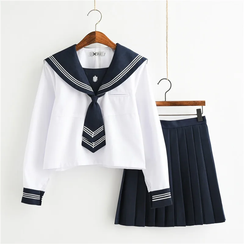 Traje marinero japonés de manga larga, uniforme escolar para niña, uniforme para estudiantes de secundaria, ropa de Cosplay JK, novedad