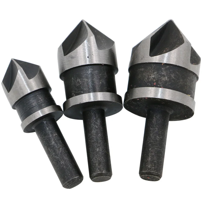 In Acciaio al carbonio 90-gradi Manico Rotondo Dare taglio Smusso Tre-pezzo 12/16/19mm smussatura Coltello Trapano La Lavorazione Del Legno Hole Opener