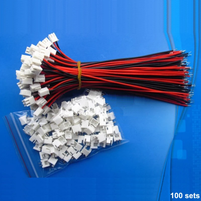 100pcs  2.54mm Pitch  2 Pin Single Head Connectors  Wire Harness  Assembled 15cm