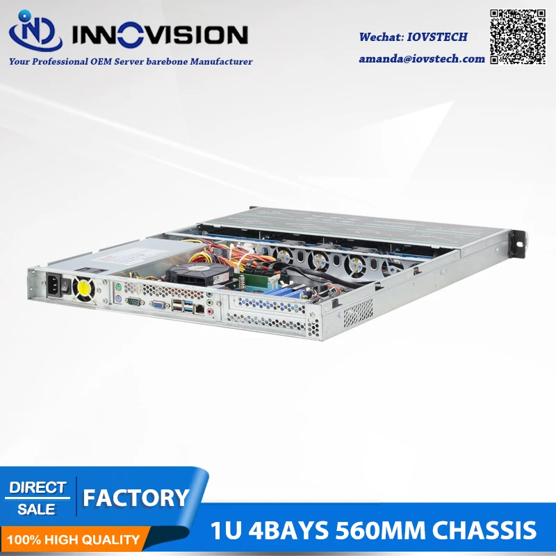 Imagem -03 - Polegada 1u 4hdd Baías 560 mm Profundidade Rack-montado Quente-swap Chassi Servidor Caixa de Armazenamento com 6gb Sata Backplane Alta Qualidade 19