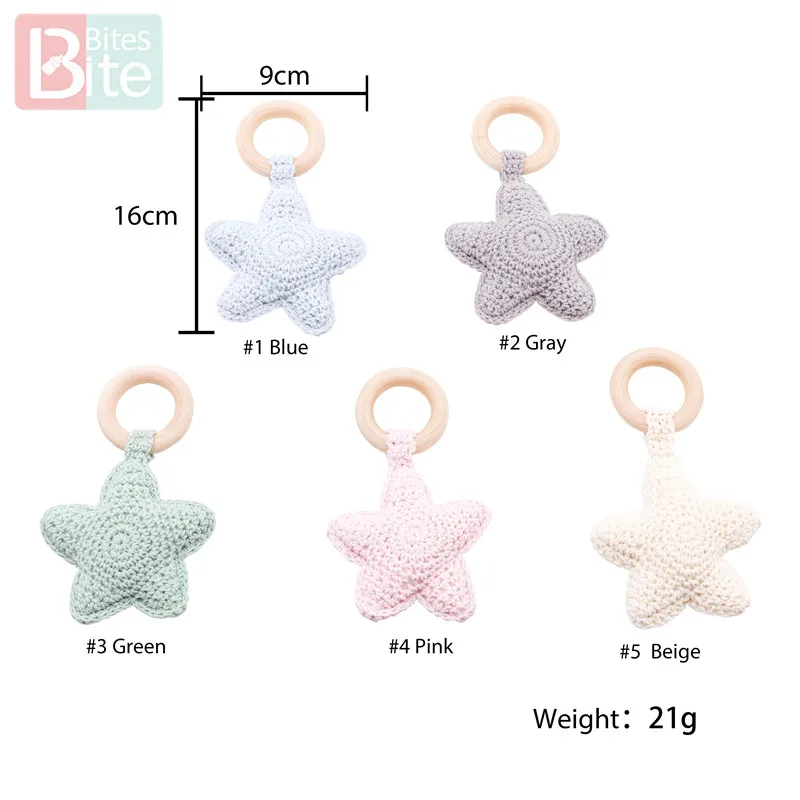 Bite Bites 1PC Amigurumi Star Mobile For Baby Cot Hanging Toys Baby Rattle Toys Funny Educational Toddler Crochet Children's Toy