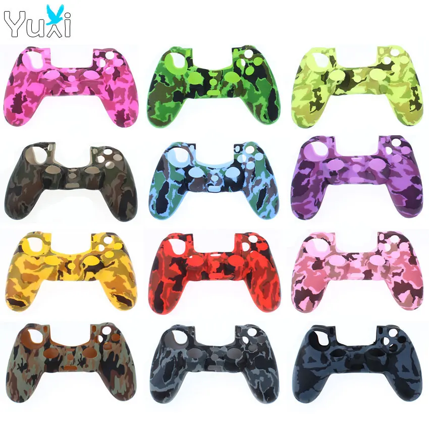 

YuXi Soft Silicone Rubber Case Cover For Play Station Dualshock 4 PS4 DS4 Pro Slim Controller Skin + Joystick Stick Grips Caps