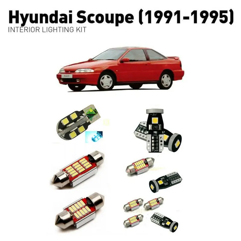 

Led interior lights For Hyundai scoupe 1991-1995 9pc Led Lights For Cars lighting kit automotive bulbs Canbus