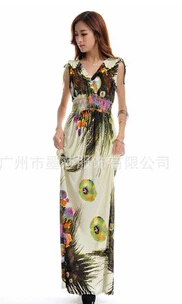 Beach Dress Plus Size 6XL Dresses Women Summer Casual Clothing Bohemian Silk Floral V-neck Maxi Dress Casual Vestido C99