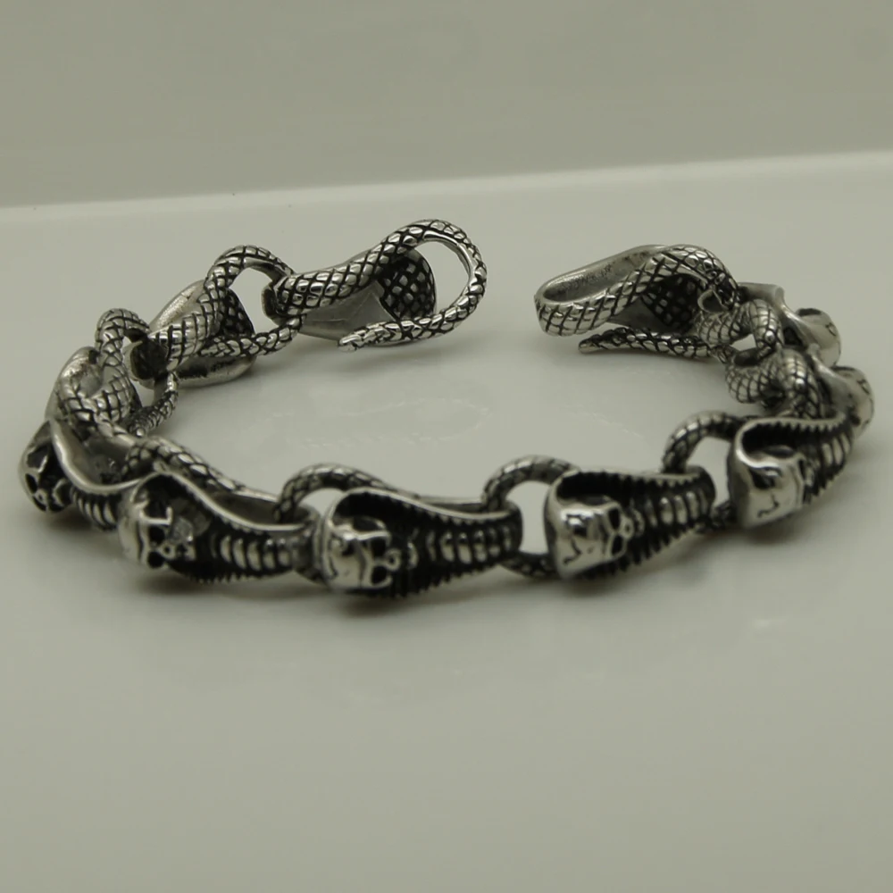 snake & skull deisgn men/boy's jewelry biker cowboy punk 316L stainless steel   chain bracelet men jewelry bracelet