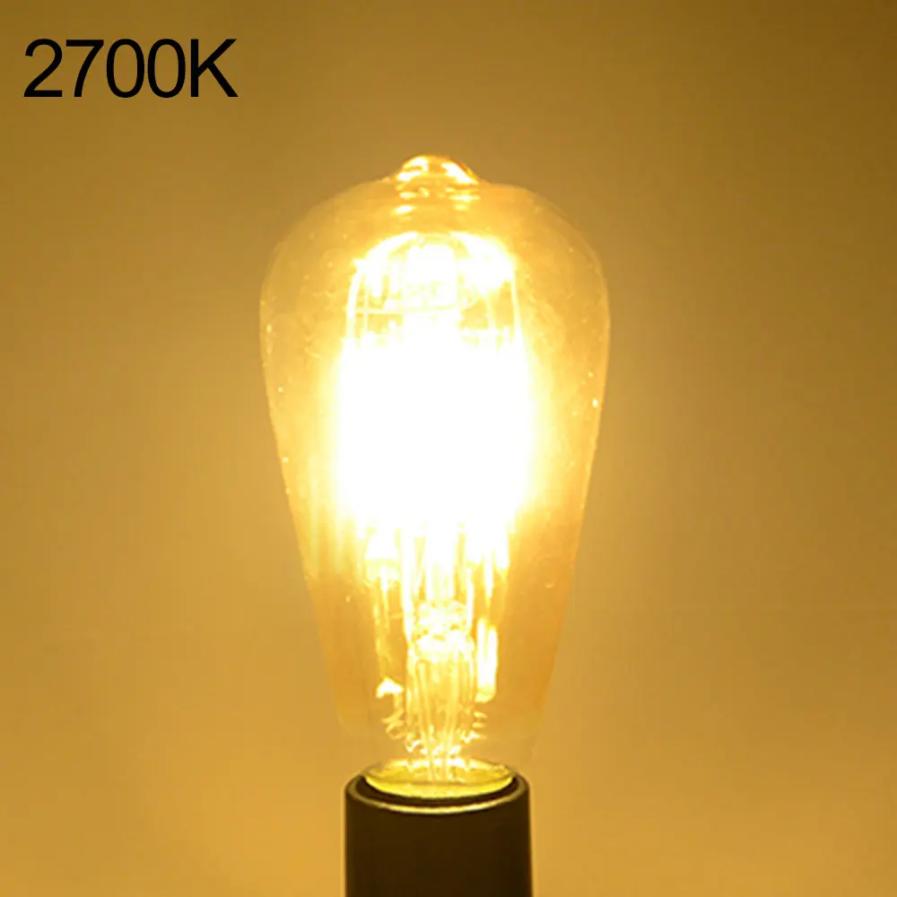 

High Quality Vintage Edison Led Bulb E26 4W 6W 8W Golden Glass shell Retro LED Filament Light ST64 E27 AC110V 140V Dimmable Lamp