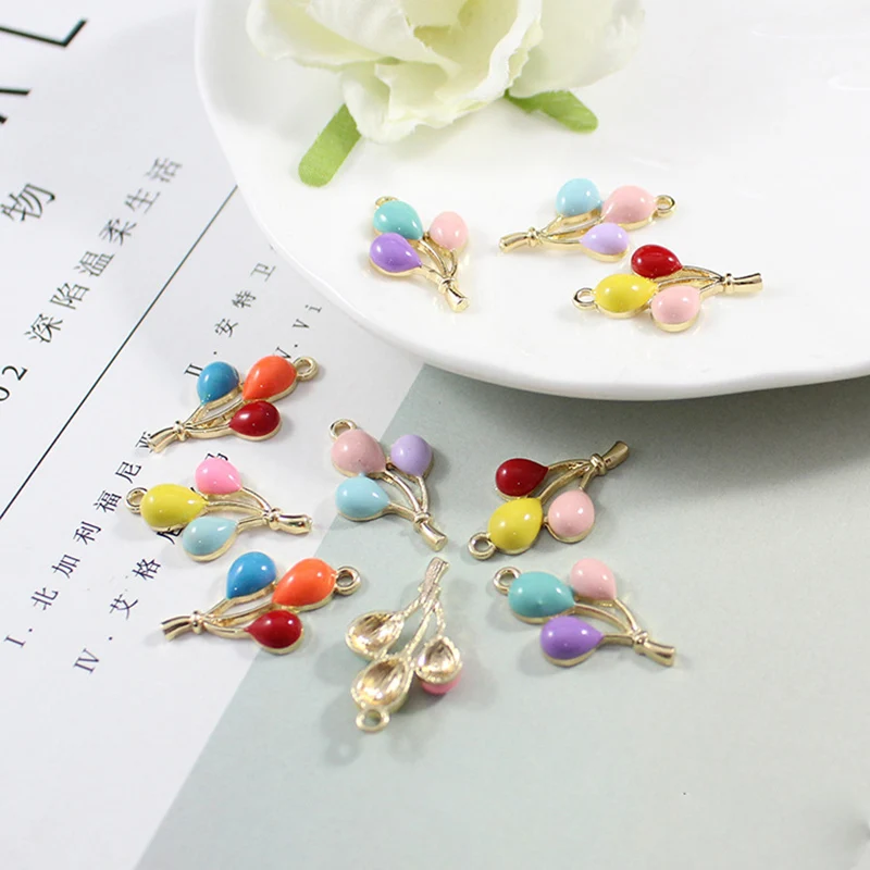 10pcs/lot Cute Ballon Enamel Charms Fit DIY multicolor Drop Oil Alloy Pendant Handmade Earring Bracelet Jewelry AccessoriesYZ121