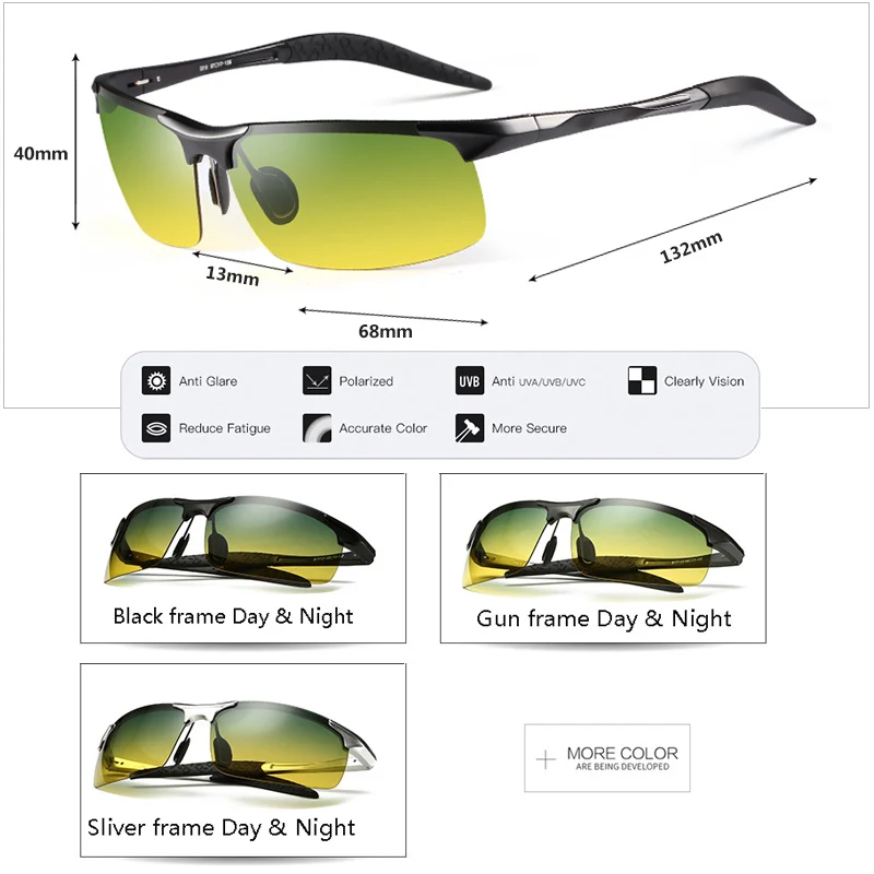 Classic Alloy Frame Polarized Sunglasses Men Day Night Eyewear Male Anti-glare UV400 Driving Glasses Women gafas oculos de sol
