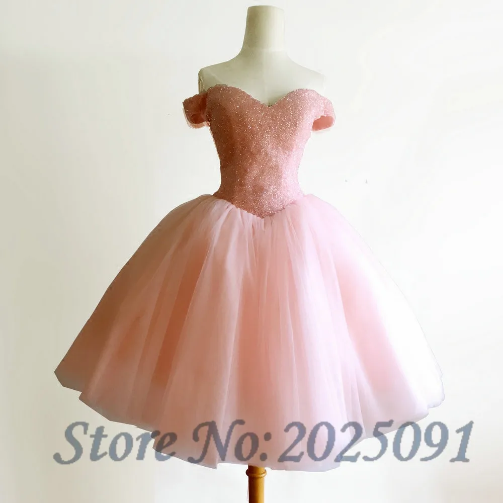 Off The Shoulder Blush Homecoming Dresses 2018 Plus Size Short Prom Dress Beaded Cocktail Wedding Party Dress juniors