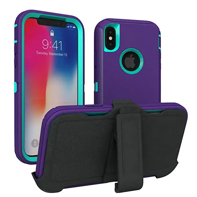 3 in 1 Armor Shock Proof Case for iPhone X XS MAX XR Defender Clip Case for iPhone 16 15 14 13 12 11 Pro Max Mini 6 6s 7 8 plus