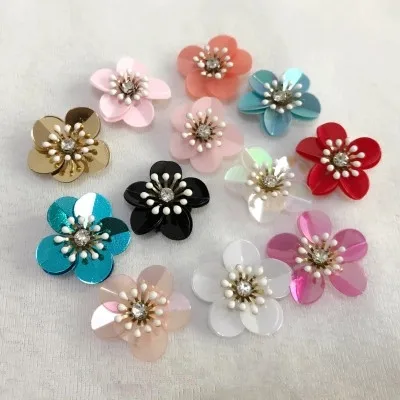 Hot style manual nail bead piece flower patch clothes dress adornment 3D applique DIY accessories sequins patch