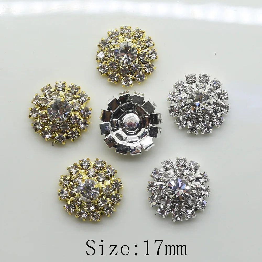 50PC 17MM Circle Crystal Full of crystalfit Rhinestone Buttons  Wedding Decoration Diy Flat Back Crafts Making Hair Accessories