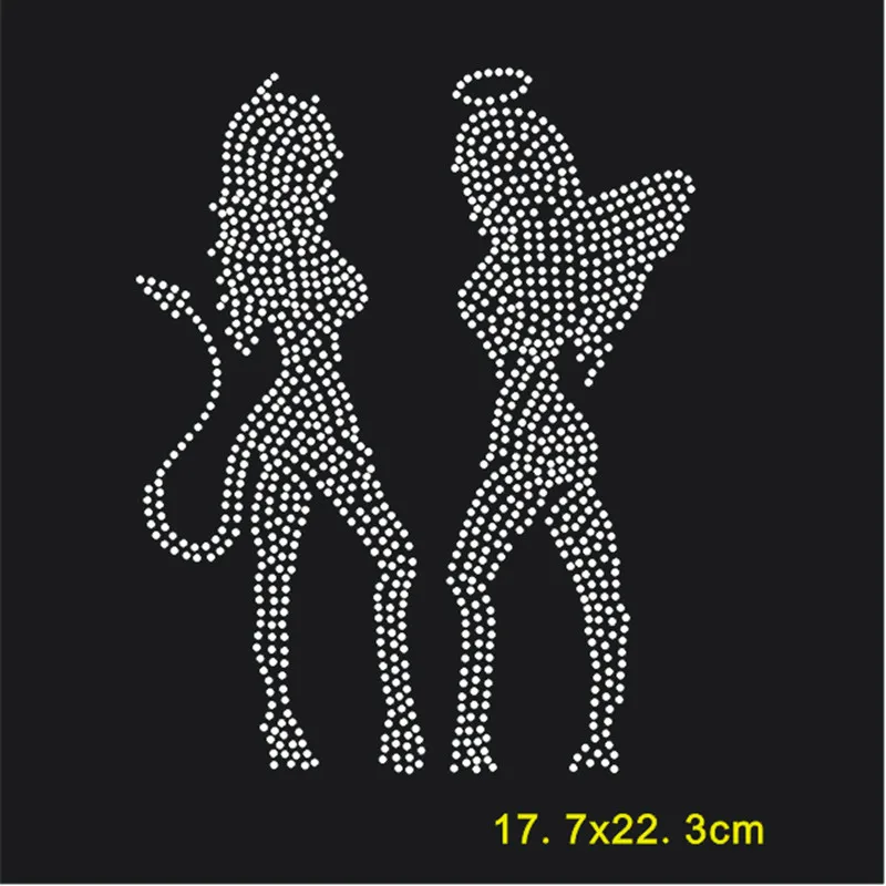 Custom Crystal Angel Patch for T-Shirt, Rhinestone Stickers, Tops Hot Fix Strass Garment Crafts Accessories, Iron On Transfer