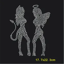 Custom Crystal Angel Patch for T-Shirt, Rhinestone Stickers, Tops Hot Fix Strass Garment Crafts Accessories, Iron On Transfer