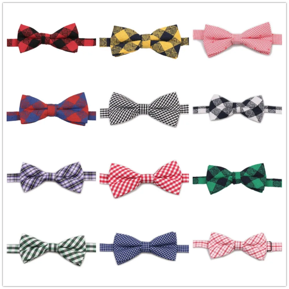 

HOOYI Cotton Bow Ties for Children Plaid Bowtie Kids Neckties Boys Small size Butterflies Tie Gift