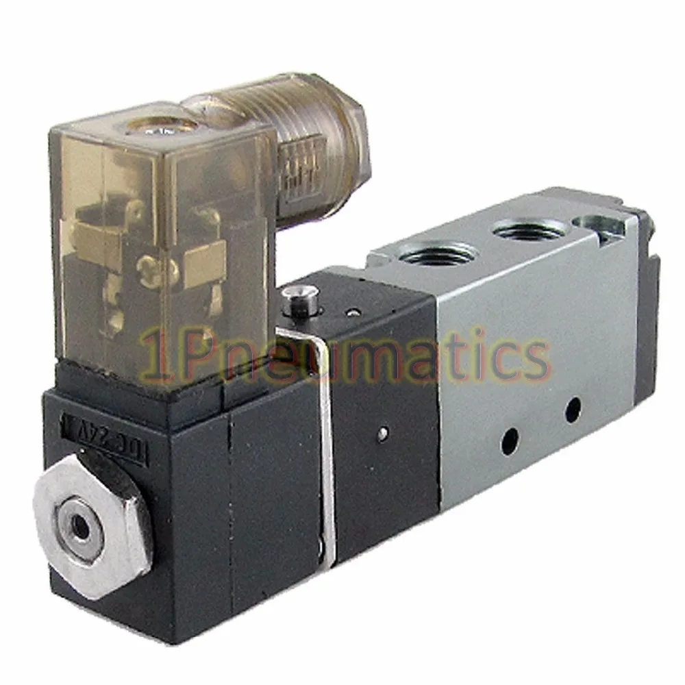 

Free Shipping DC 24V 4V110-06 2 Position 5 Way Pneumatic Air Solenoid Valve DIN LED Coil DC12V,AC110V or AC220V