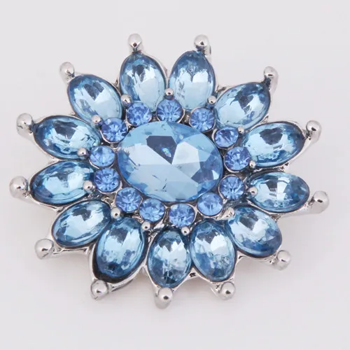 Hot KZ1169 Charm Flower Rhinestone Fashion 18mm snap buttons fit DIY snaps Bangles necklaces jewelry wholesale trendy women