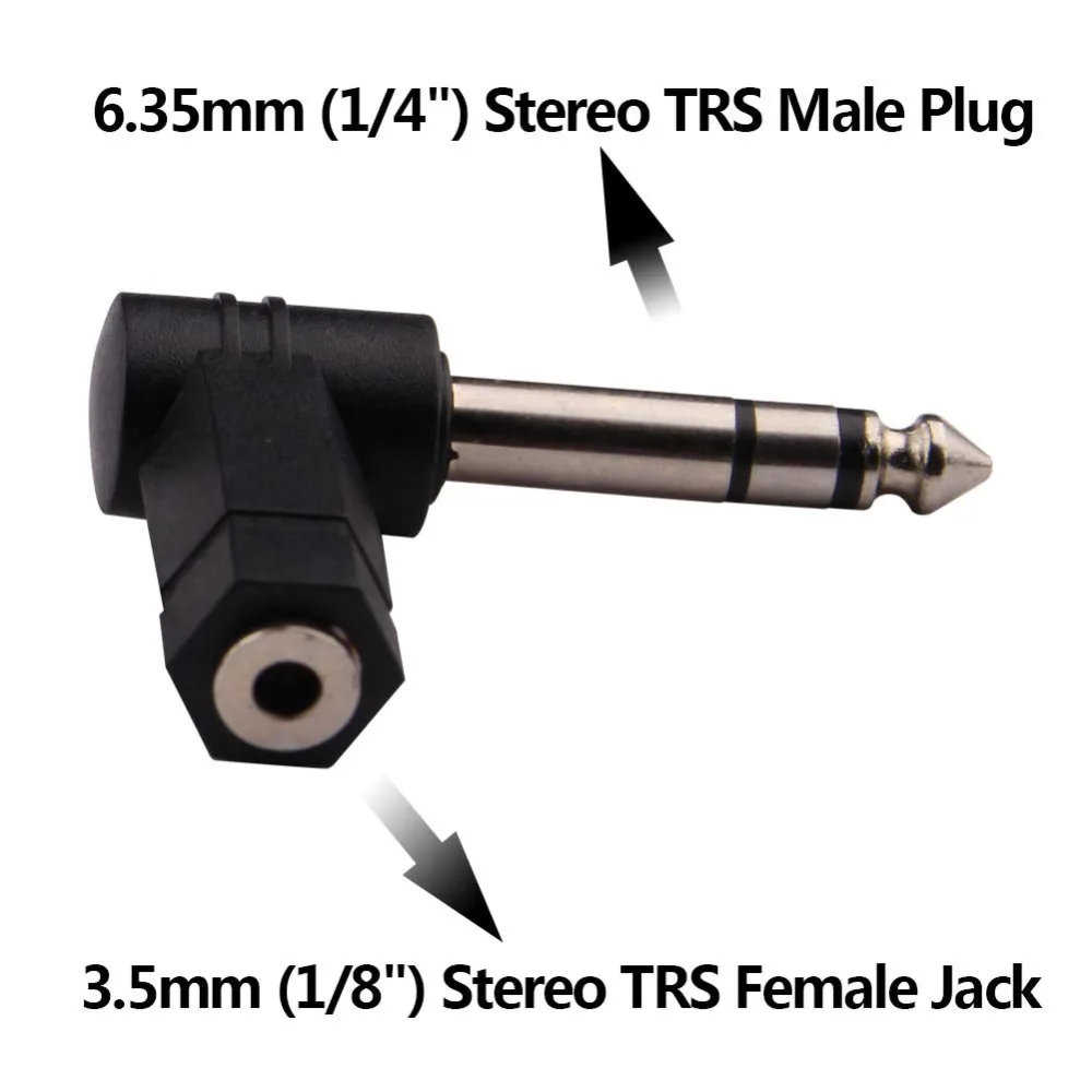 1/4 Inch TRS to 3.5mm Right Angle Adapter,6.35mm Male to 3.5mm Female 90 Degree Stereo Headphone Audio Adaptor Converter Connect