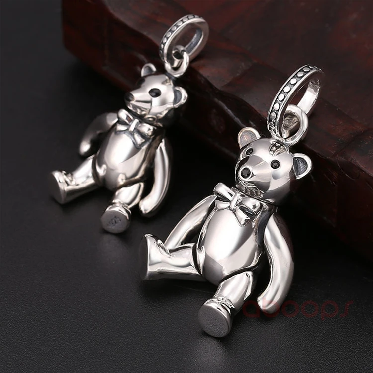 Vintage 925 Sterling Silver Bear Pendant-Jointed Teddy Bear-for Men Women,Free Shipping