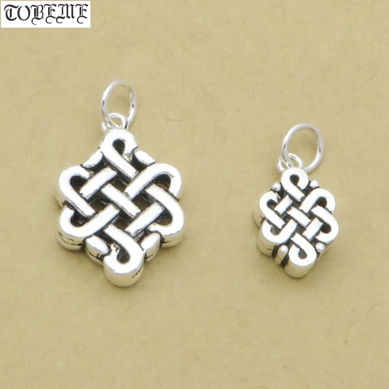 100% 925 Silver Tibetan Endless Knot Charm Vintage Silver Lucky Knot Bracelet Charm DIY Jewelry Charm Jewelry Findings