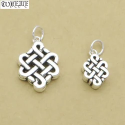 100% 925 Silver Tibetan Endless Knot Charm Vintage Silver Lucky Knot Bracelet Charm DIY Jewelry Charm Jewelry Findings