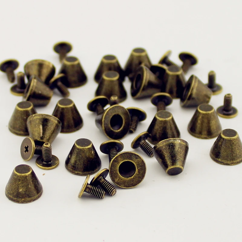 20pcs/Lot 10*8mm Silver Screws Back Spikes Punk Rock Style DIY Alloy Leather Studs for Shoes and Belts Garment Rivets