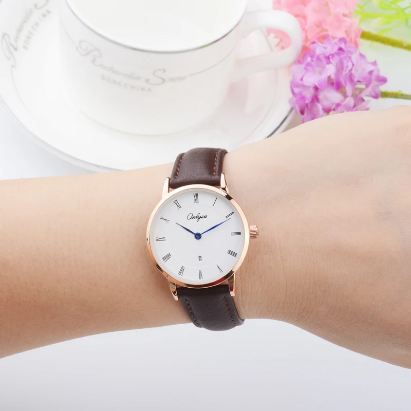 Ultra-thin waterproof watch ladies quartz watch Fashion student Korean leather watchband simple woman watch