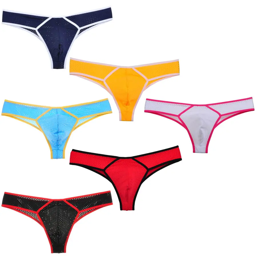 

6PCS/Lot Sexy Bikini Men's Underwear Briefs Fashion Breathable Holes Pouch Underpants Elastic Stretch Male Shorts Comfy Brief