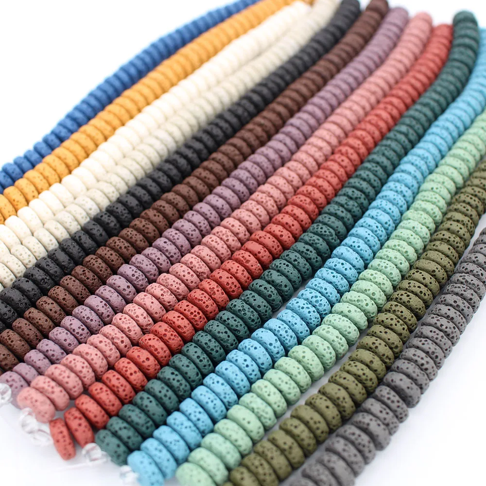 8 مللي متر 10 مللي متر الحمم روك الخرز الطبيعية شقة حجر فاصل فضفاض الخرز 14 الألوان DIY للمجوهرات أقراط صنع 1 حزمة
